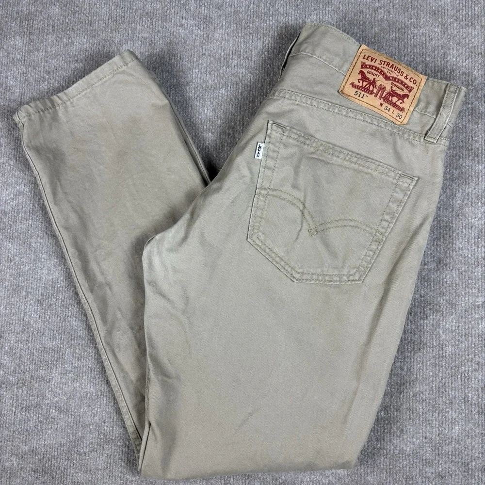 Levi's 511 Slim Fit Khaki Tan Jeans Men's 34x30 Cotton Casual Pants